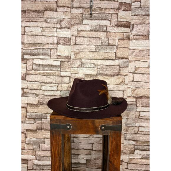 Gigi Pip Brown Australian Wool Hat 55 With Belt and Feather Womens Hat main image 8